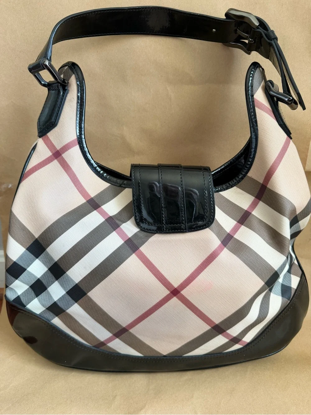 Burberry Nova Check Canvas Brook Hobo Bag